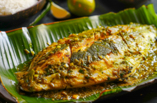 Indian Style Banana Leaf Steamed Fish Recipe