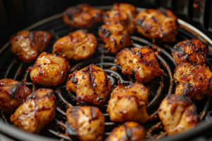 Succulent chicken pieces in a fryer for chicken 65 gravy recipe