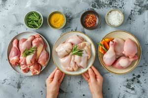 A selection of fresh, antibiotic residue-free chicken pieces from FreshToHome