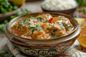 A hearty bowl of leftover butter chicken curry mixed with freshly cooked rice- chicken recipes