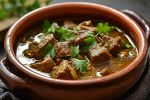 A rich and hearty mutton stew, simmering with tender chunks of mutton, root vegetables, and aromatic herbs - an Anglo-Indian classic