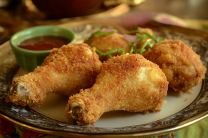 Parsi Golden-fried Chicken Farcha, crispy on the outside and juicy on the inside, ready to be savoured.