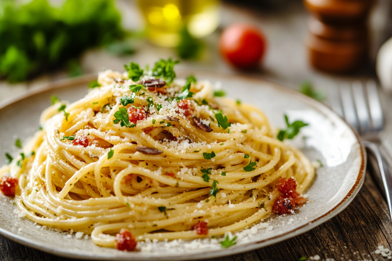 Spaghetti with Anchovy Carbonara